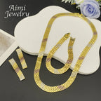 Simple Gold Plated Necklace Earrings Bracelet Jewelry Set for Women Italian Jewellery Set Bridal Wedding African Party Gifts