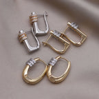 French Two-Tone Geometric Water-Drop Zircon Earrings