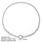 One Piece Choker Neck Spring Buckle Necklaces for Women Can Hang Multiple Pendants Trendy Women's Stainless Steel Jewelry Gifts