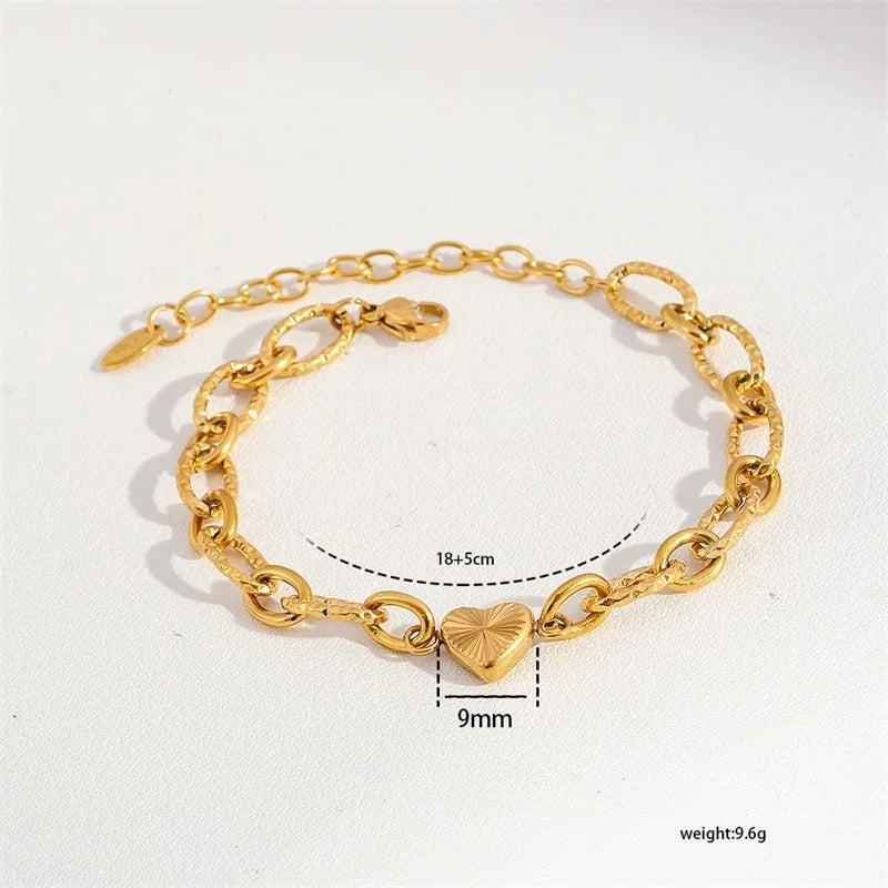 EILIECK Stainless Steel Gold Color Chain Bracelet Bangle For Women New Anti-Fading Fashion Jewelry Suitable for Daily Layering