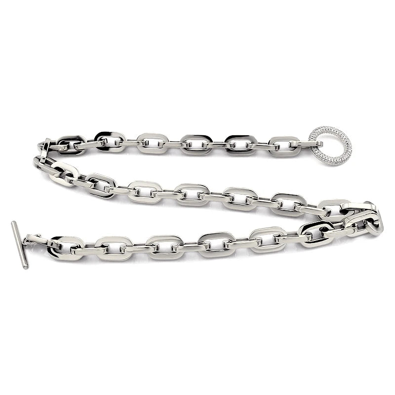 Unique Luxury Plated 18k gold Necklace Shiny Stone T Toggle Clasp Stainless Steel Necklaces Party Jewelry gifts for Women