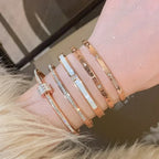 Titanium Steel Rose Gold Sparkling Zircon Waterproof Bangle