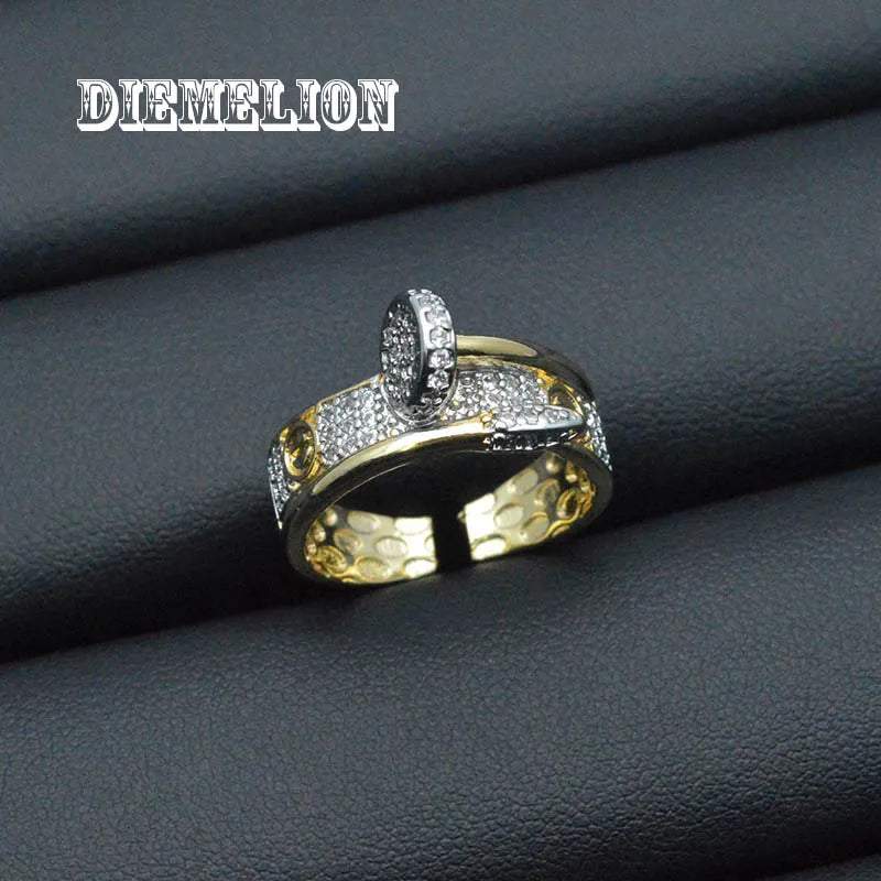 Luxury Two-Tone Multi-Layer Adjustable Zircon Nail & Screw Ring