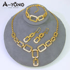 ChooseMe Premium Wedding Jewelry Set 21k Gold Plated Mid East Hip-hop Necklace Bracelet Earrings Dubai Women Vintage Jewelry