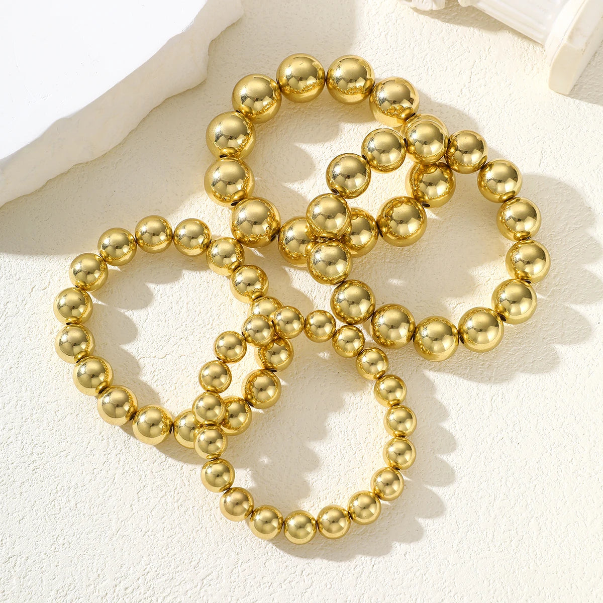 Vintage Punk Big Elastic Bead Handmade Bracelet Set, 4 Pcs/Set