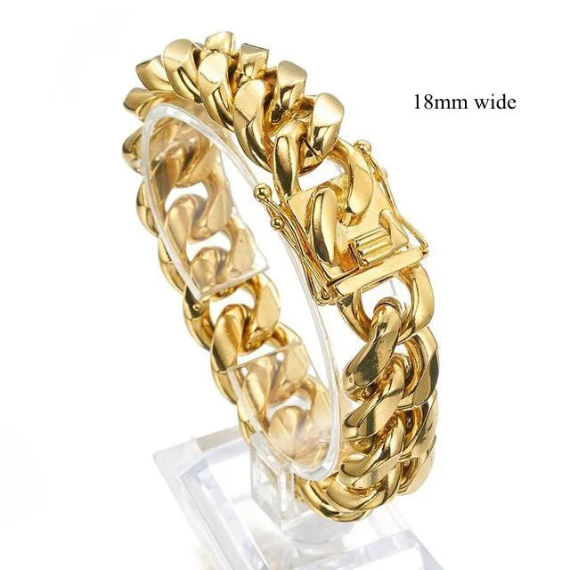 Stainless Steel Curb Cuban Link Chain Bracelet