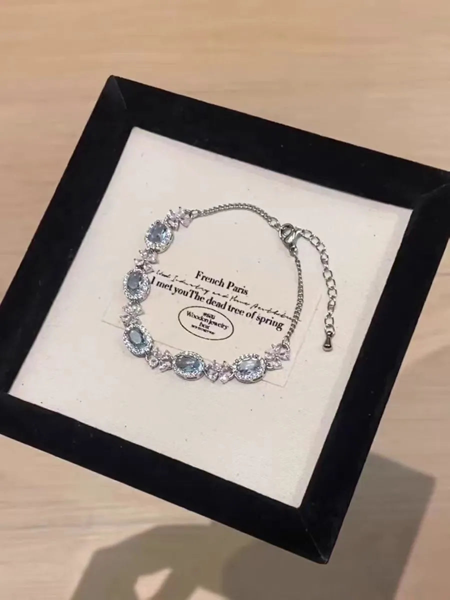 ChooseMe Handmade Sparkling Zircon Flower Alloy Bracelet