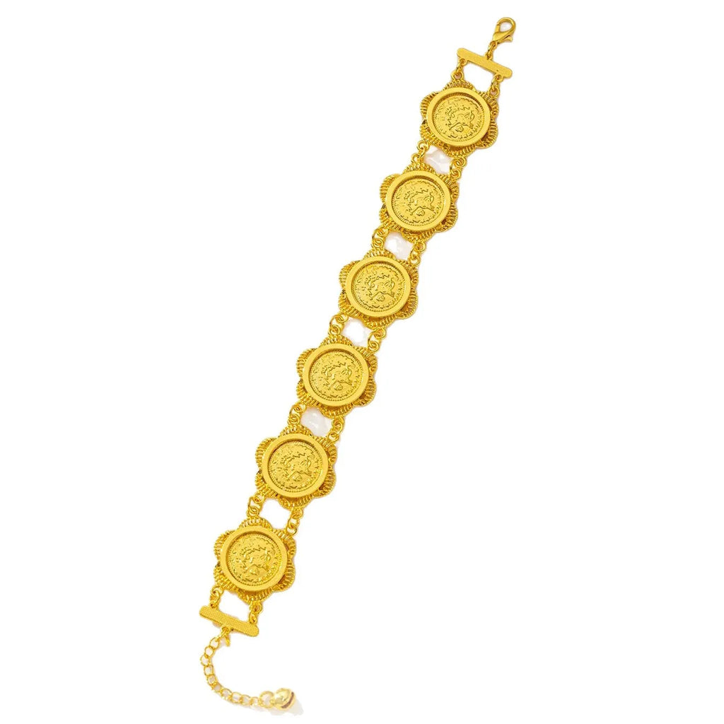 Bracelet Pièces Plaqué Or Fait à la Main Luxe Arabe Dubaï Bijoux de Mariage Bracelet JONC en Alliage Floral Accessoire de Mode pour Femmes