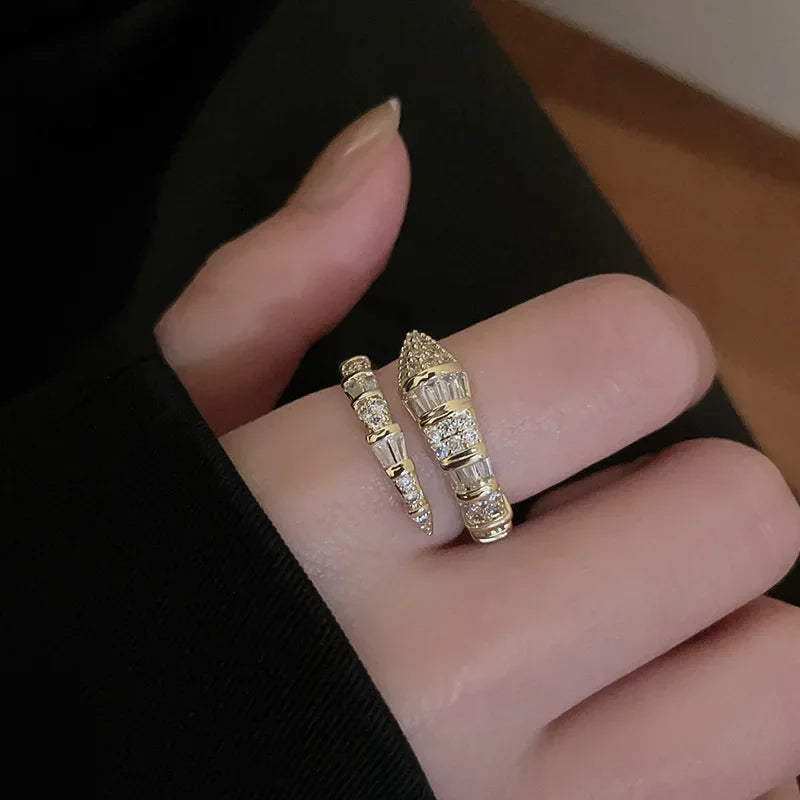 Versatile Snake-Shaped Adjustable Stainless Steel Zircon Ring