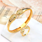 Luxurious Copper Zircon Bracelet Women Crystal Choker Statement Ring Lady Jewelry Jewelry Gift