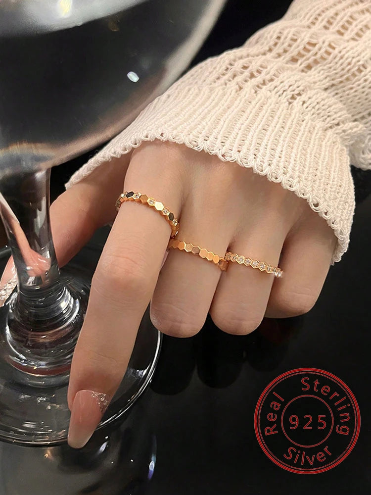 925 Sterling Silver Geometric Zircon Vintage Ring