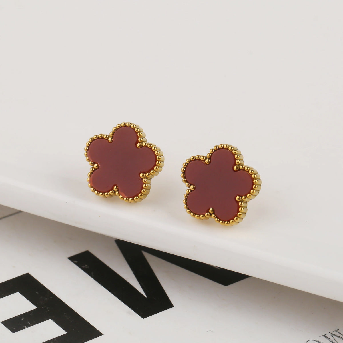 Silver/Gold Plated New Stainless Steel Jewelry Set Plum Blossom Five Leaf Flower Women's High Quality Accessories Clover