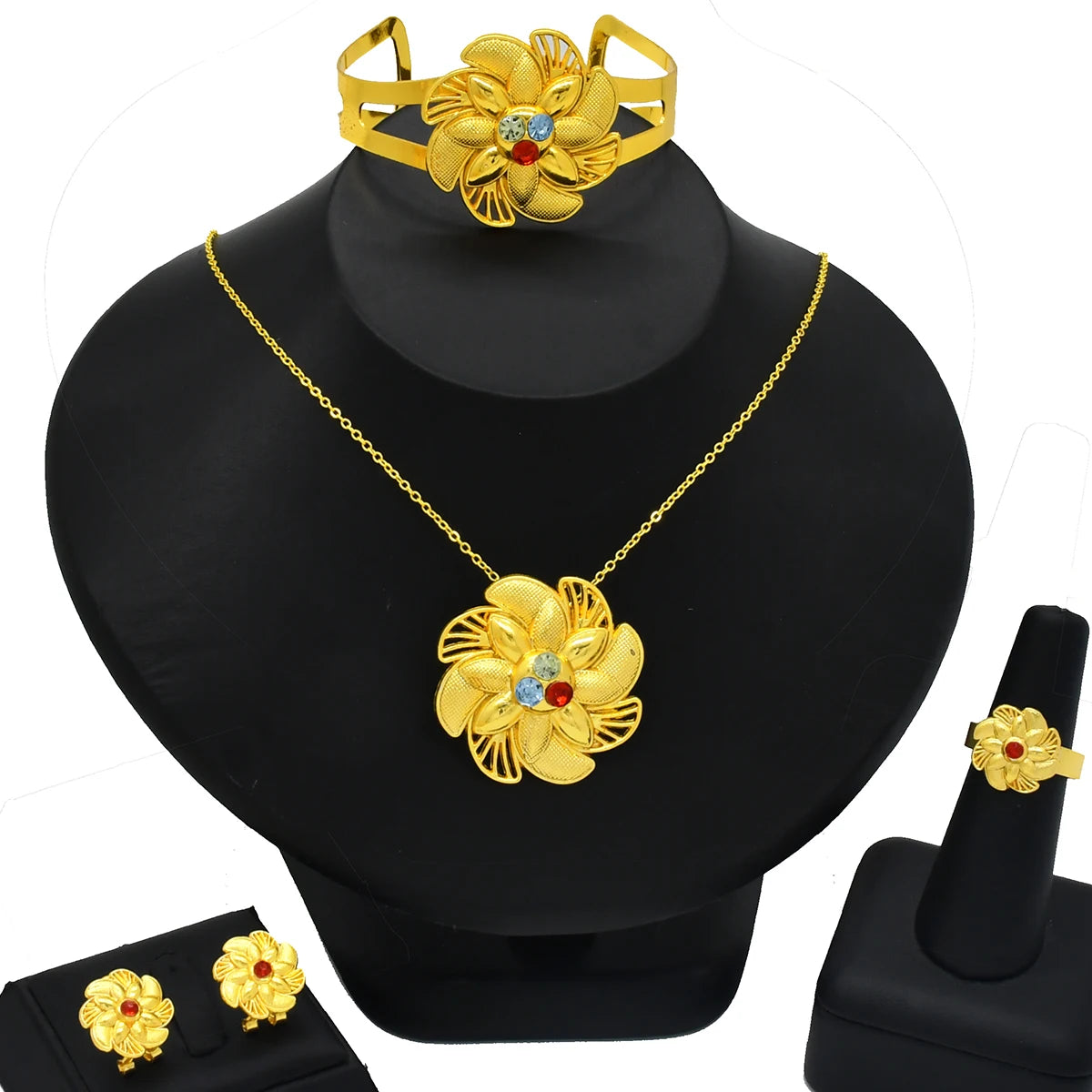 ANIID Nigeria Butterfly Cystal Jewelry Sets For Lady Wedding Ethiopian 24K Gold Color Necklace And Earing Jewellery Dubai Gift