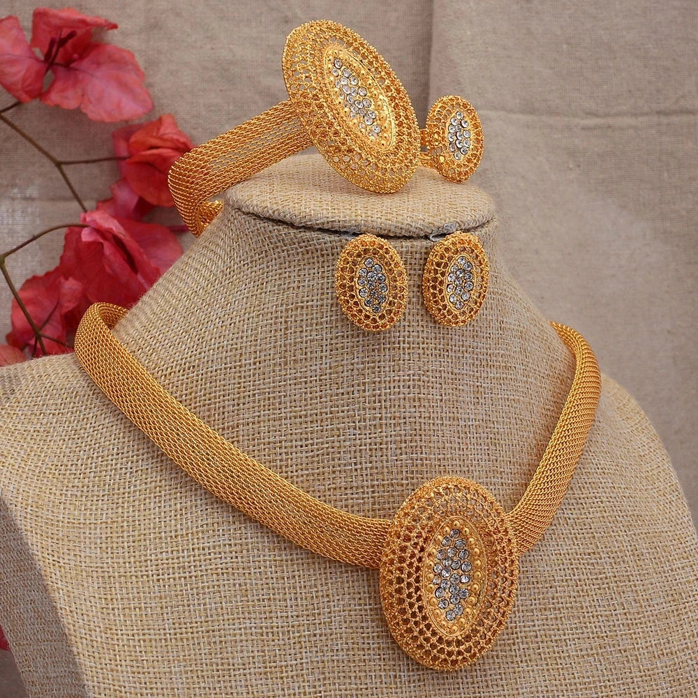 ChooseMe Gold-Color Trendy African Arabian Charm Wedding Jewelry Set