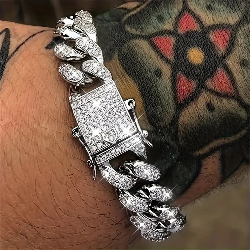 Luxury Iced Out Cuban Link Bling Chain Bracelet