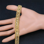 Punk Chunky Hand Chain Bracelet 8/12MM Gold Color Wristband Bracelets Bangle For Men Women Fashion Jewelry Braslet 2021