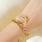 EILIECK 316L Acier inoxydable Couleur or Étoile de mer Lune Étoile Breloque Bracelet Pour Femme Nouvelle Chaîne de poignet tendance Bijou Cadeau Fête
