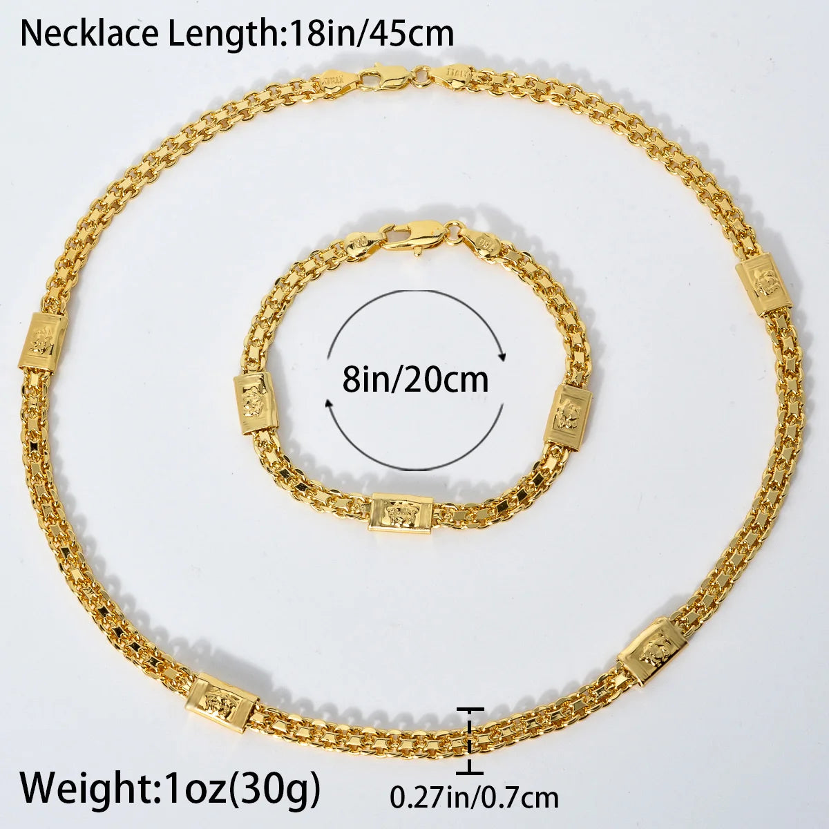 ChooseMe Dubai Hip Hop 18K Gold-Plated Link Chain Choker & Bracelet Set