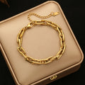EILIECK Waterproof Stainless Steel Geometric Link Chain Bracelet Bangle Statement Metal Polished 18K PVD Plated Stylish Jewelry