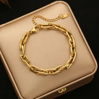 EILIECK Waterproof Stainless Steel Geometric Link Chain Bracelet Bangle Statement Metal Polished 18K PVD Plated Stylish Jewelry