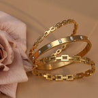 XB-041 Stainless Steel Gold-Plated Openwork Zirconia Bracelet