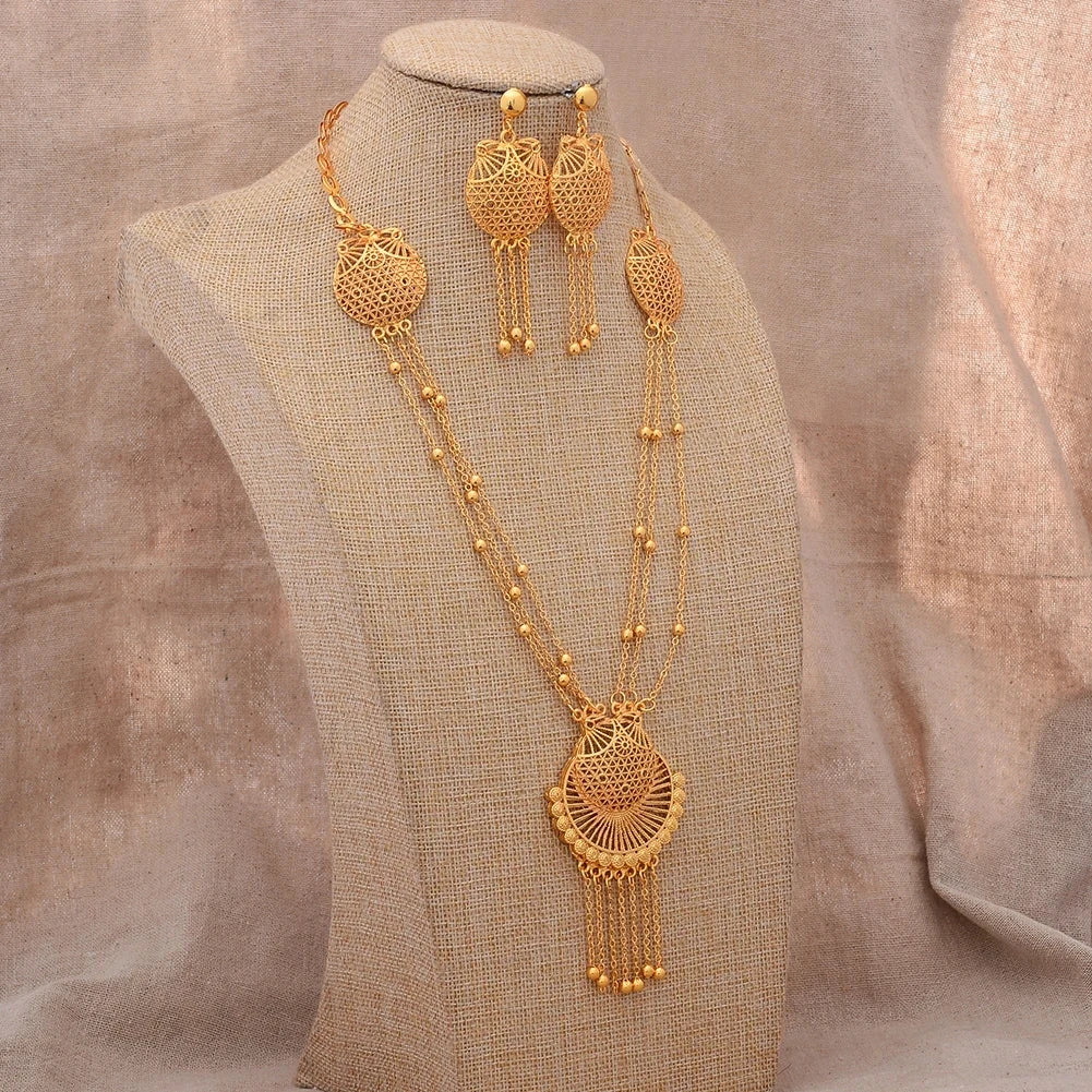 ChooseMe Gold-Color Trendy African Arabian Charm Wedding Jewelry Set