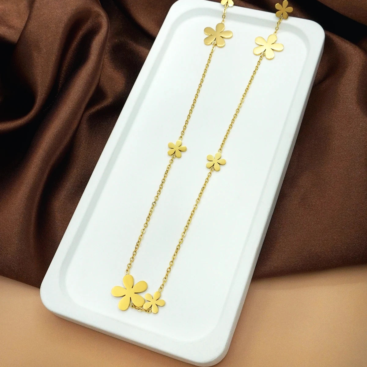 Women's Sweater Long Necklace with Petal Design - Gift for Her Birthday Valentine Halloween Xmas Back to School