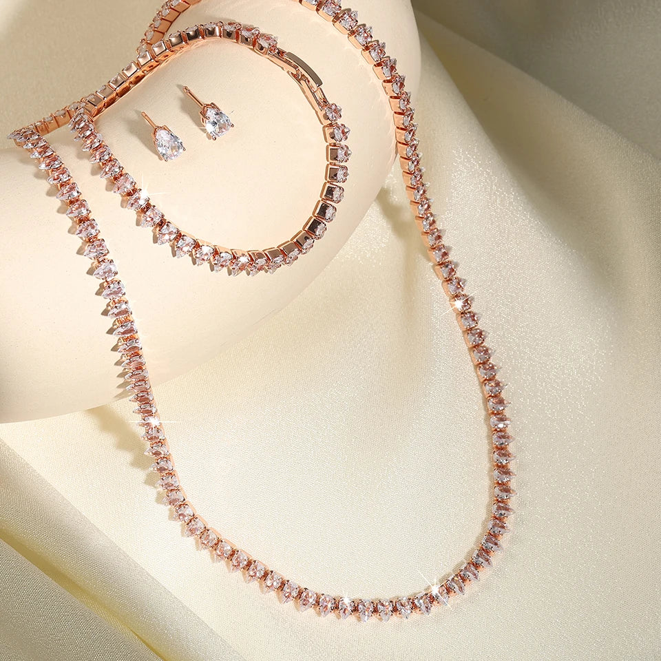 ChooseMe Luxury Water Drop Zirconia Bridal Jewelry Set