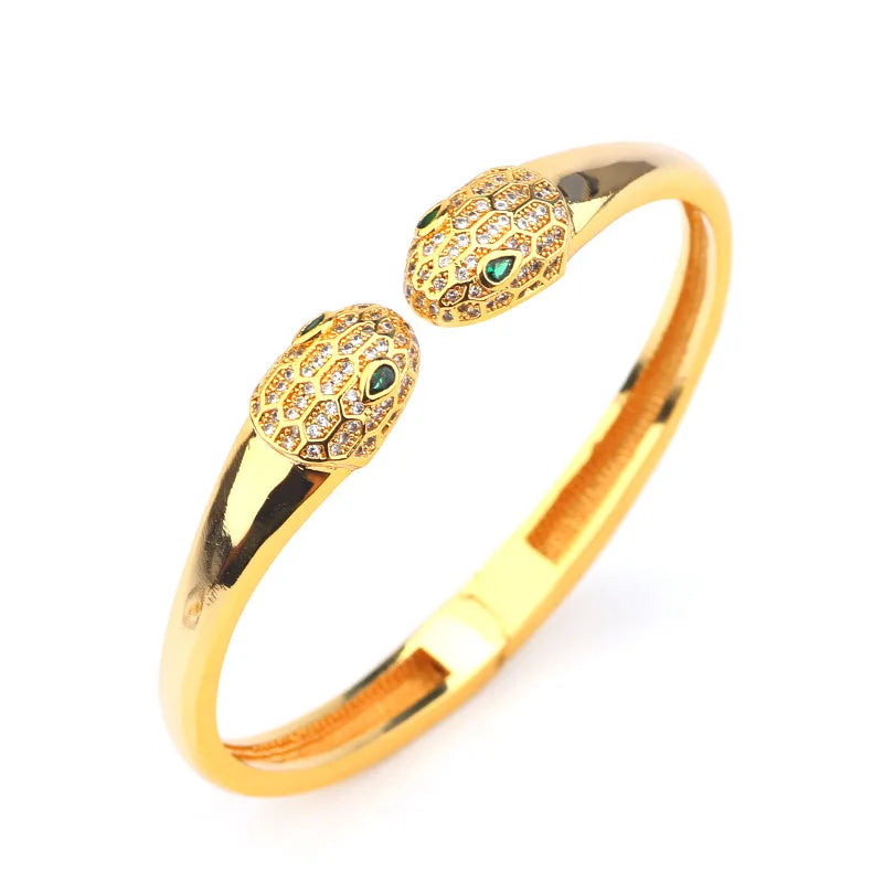 Luxurious Copper Zircon Bracelet Women Crystal Choker Statement Ring Lady Jewelry Jewelry Gift