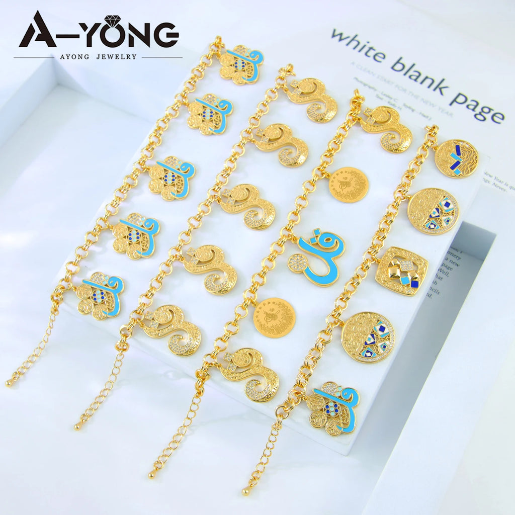 Fashion Arabic Dubai Gold-Color Charm Bracelet