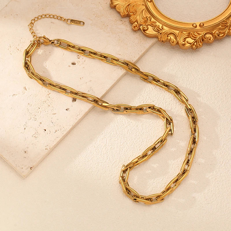 EILIECK Ensemble Collier et Bracelet Chaîne Faits Main en Acier Inoxydable 316L de Haute Qualité, Cadeau pour Femme, Nouveaux Bijoux de Mode Étanche