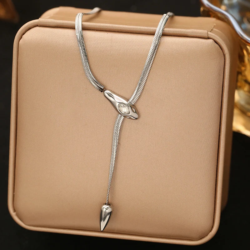 EILIECK 316L Stainless Steel Metal Long Layered Chain Necklace For Women Fashion Collar Neck Chain Waterproof Jewelry Lady Gift