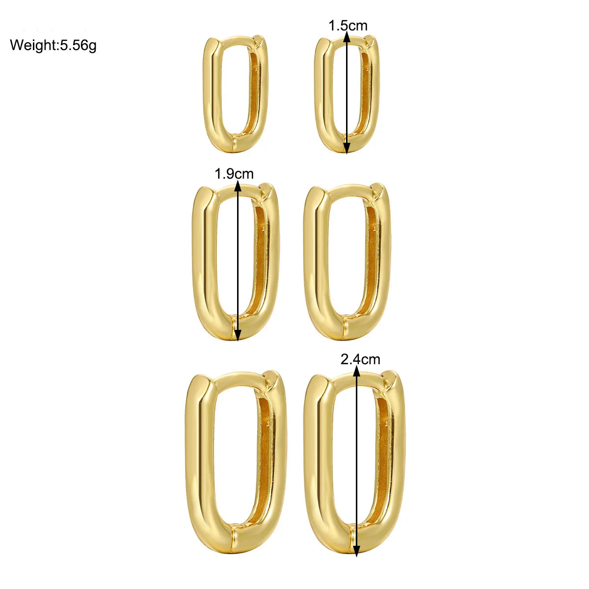 Minimalist Geometric Copper Metal Hoop Earrings Set, 6 Pcs/Set
