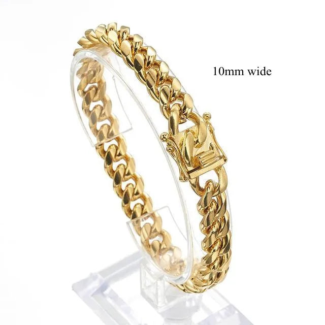 Stainless Steel Curb Cuban Link Chain Bracelet