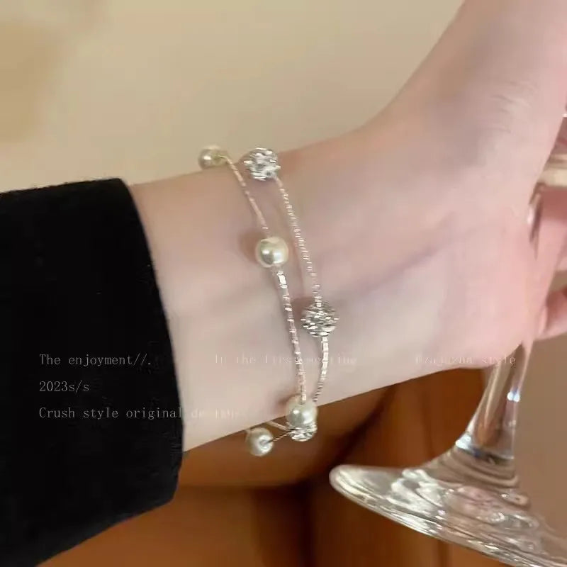 ChooseMe Handmade Sparkling Zircon Flower Alloy Bracelet