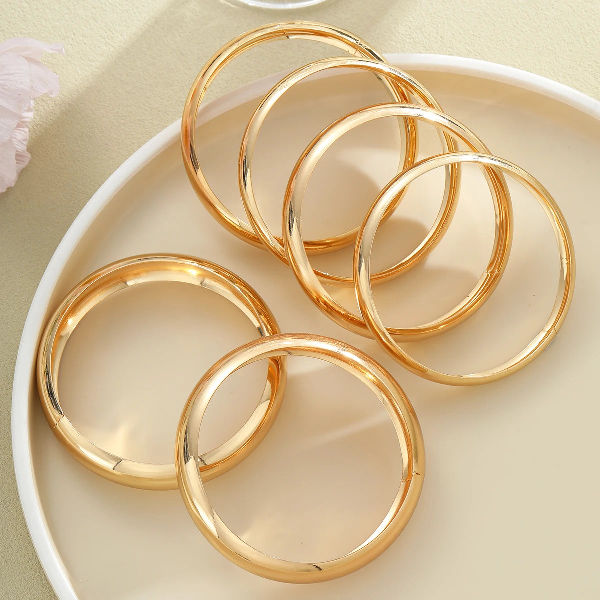 Vintage Chunky Smooth Metal Cuff Bangles Set