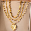 Colliers en acier inoxydable Pendentif cœur asymétrique Chaîne multicouche Collier atmosphérique pour femme Bijoux Cadeaux d'anniversaire Nouveautés