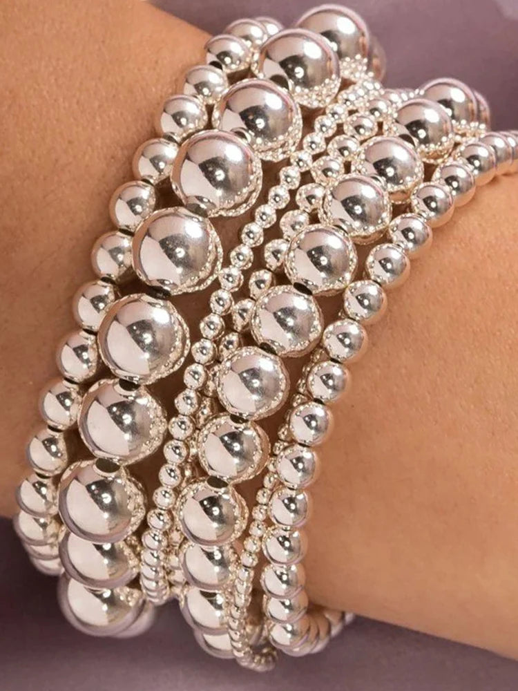 Vintage Minimalist Handmade Beaded Bracelet Set, 7 Pcs/Set