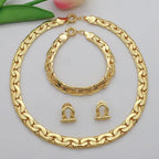 Brazilian 18K Gold Plated Jewelry Set Africa High Quality Gold Color Necklace Bracelet Earrings Suitable For Daily Wear Banquet