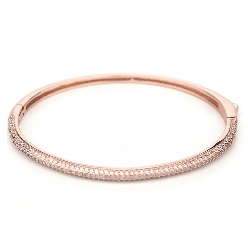 Luxurious Copper Zircon Bangles Set Women Crystal Pendant Bracelets Statement Ring Lady Fashion Jewelry