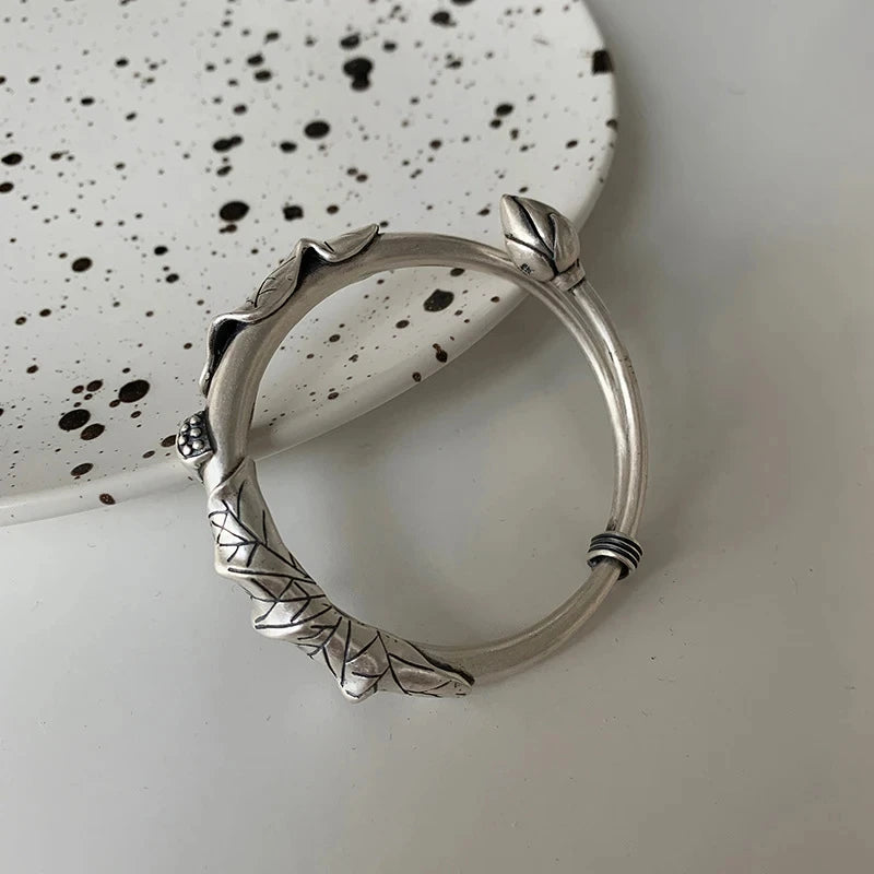 ENSHIR Silver-Color Waterproof Simple Cuff Bangle Bracelet