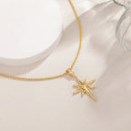 Collier pendentif étoile du Nord Monkton plaqué or 18 carats pour femme avec accents de zircone cubique étincelante, bijou céleste tendance, cadeau