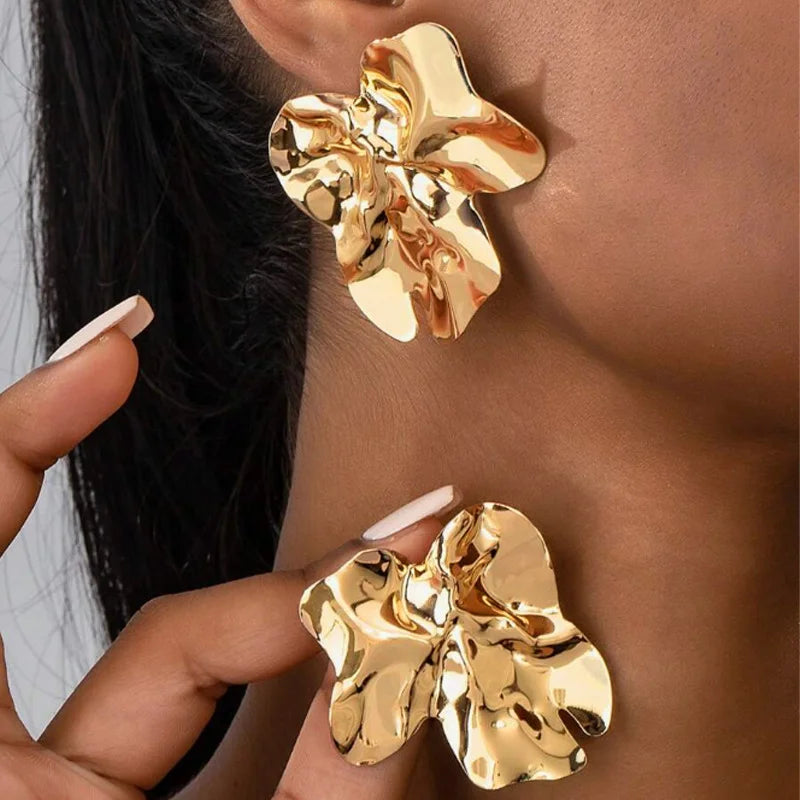 Punk Exaggerated Heavy Metal Irregular Geometric Statement Stud Earrings, 1 Pair