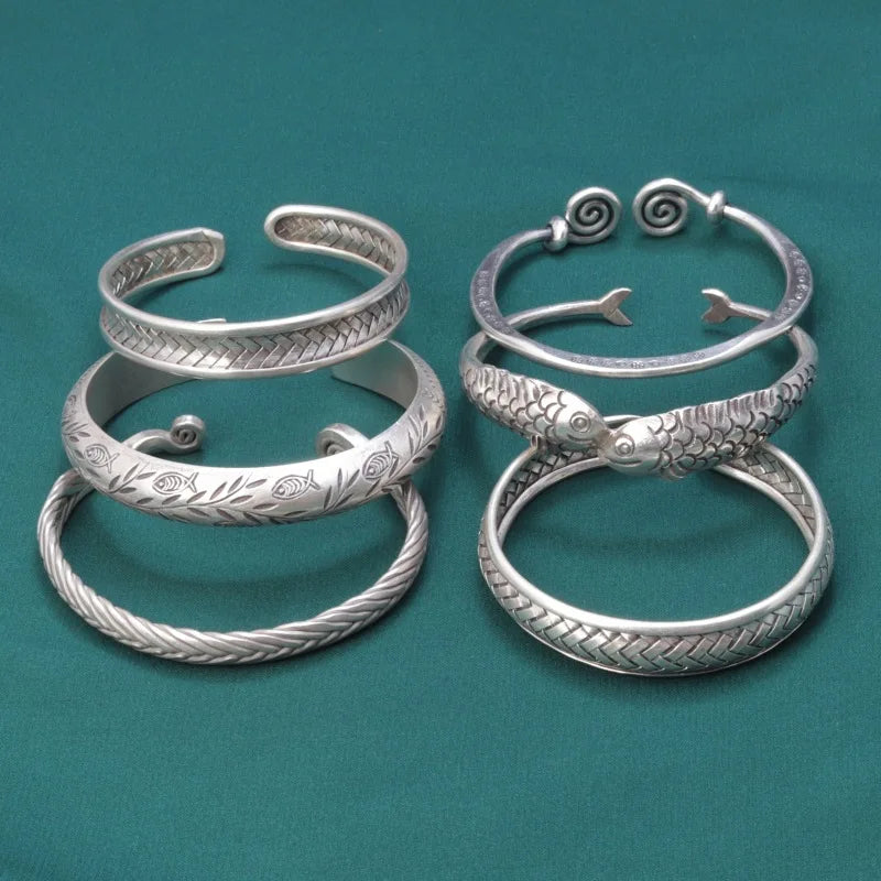 ENSHIR Silver-Color Waterproof Simple Cuff Bangle Bracelet