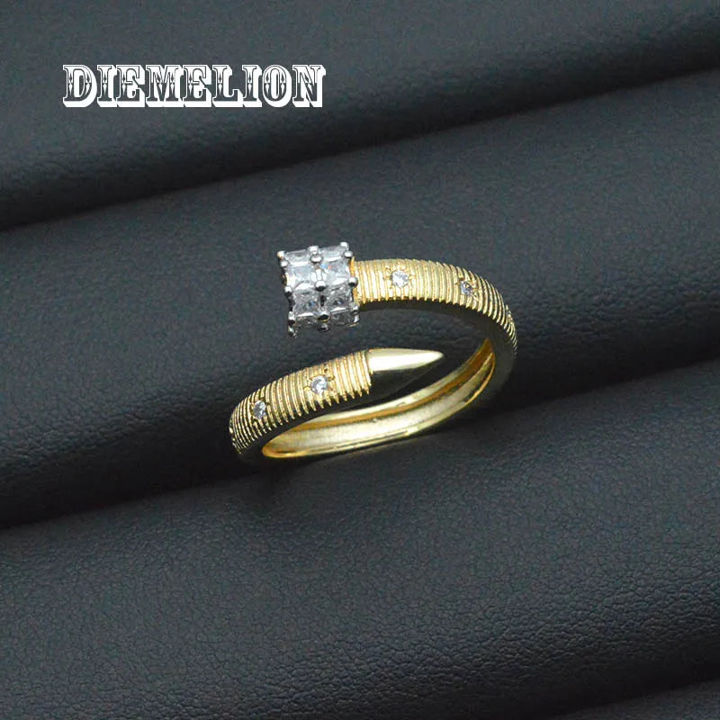 Luxury Two-Tone Multi-Layer Adjustable Zircon Nail & Screw Ring
