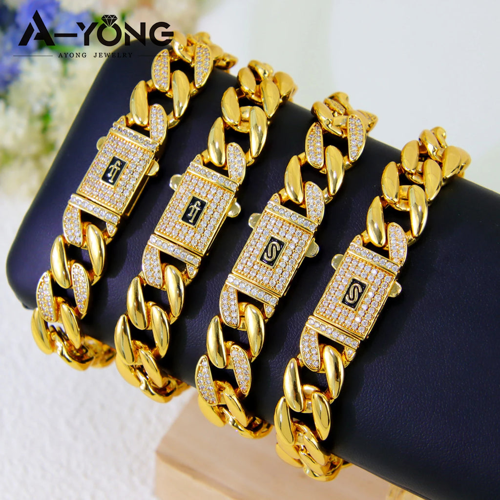 ChooseMe Arabic Dubai Vintage 21K Gold-Plated Cuban Chain & Zirconia Set
