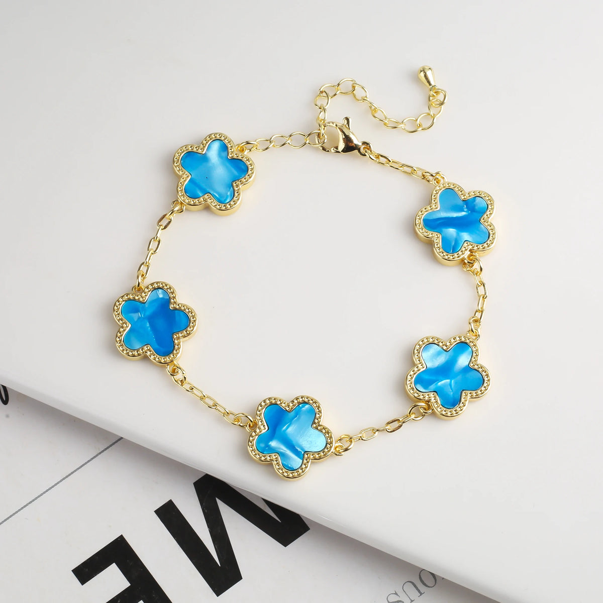 New Sweater Chain Five Point Star Creative Plant Plum Blossom Jewelry Set Shell Simple Bracelet/Necklace/Earrings Women's Clover