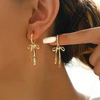 Retro Gold Tassel Bowknot Earrings