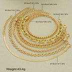 Simple Chunky Twisted Cuban Chain Metal Bracelet Set, 6 Pcs/Set