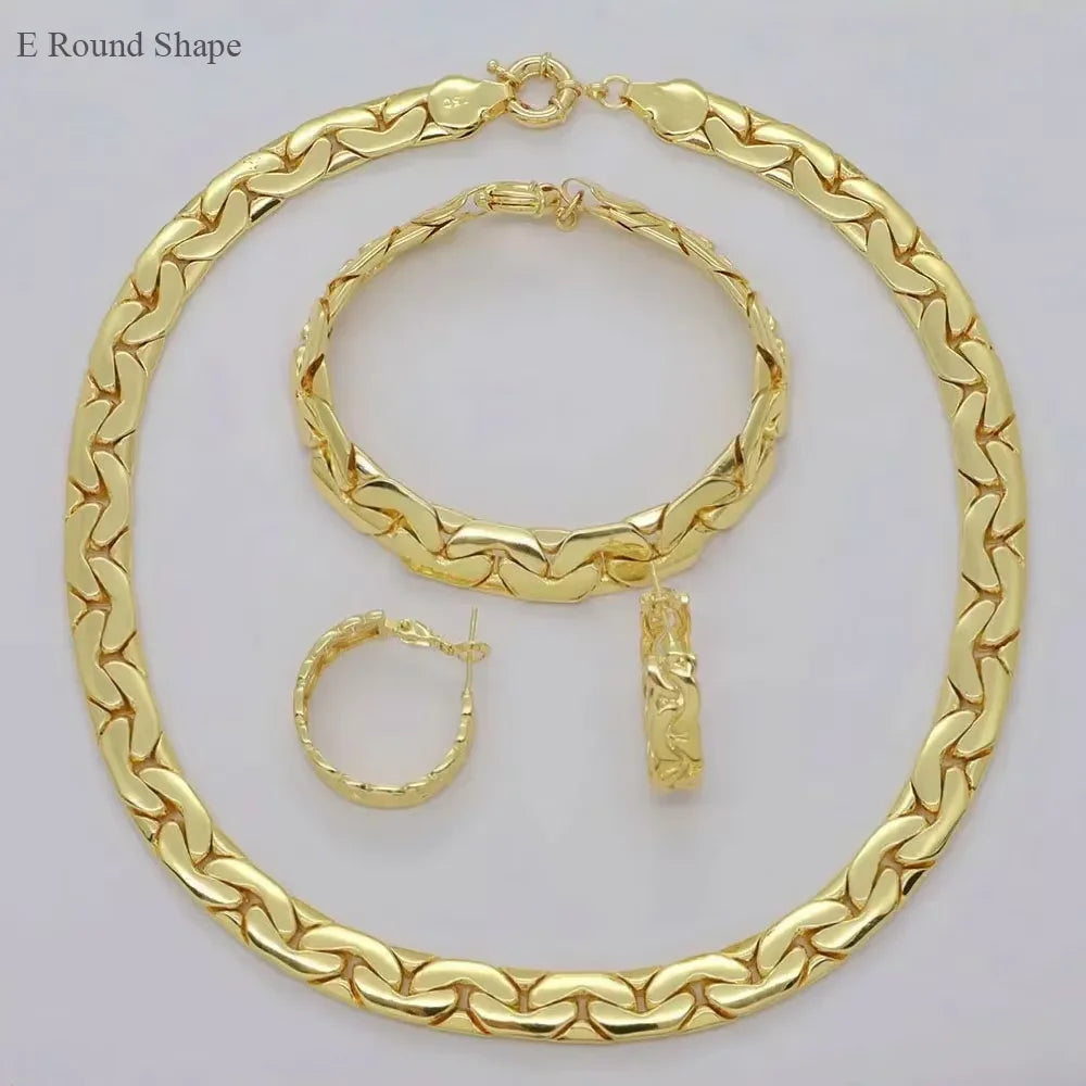 Brazilian 18K Gold Plated Jewelry Set Africa High Quality Gold Color Necklace Bracelet Earrings Suitable For Daily Wear Banquet